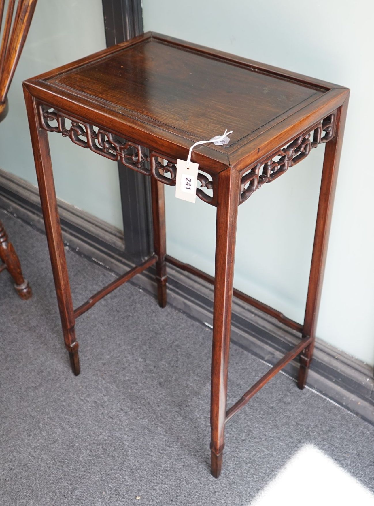 A Chinese hongmu side table, width 50cm depth 36cm height 80cm, originally from a nest